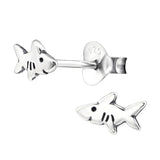 Sterling Silver Shark Ear Stud Earrings