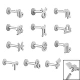 Titanium Internally Threaded Labrets 1.2mm - Steel Zodiac Signs