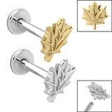 Titanium Internally Threaded Labrets 1.2mm - Steel Maple Leaf