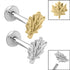 Titanium Internally Threaded Labrets 1.2mm - Steel Maple Leaf