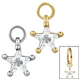 Steel Charm - Claw Set Jewelled Star