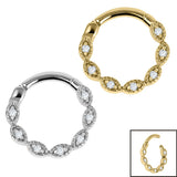 Steel Paris Milgrain Hinged Clicker Ring