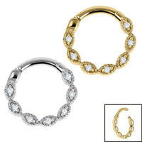 Steel Paris Milgrain Hinged Clicker Ring