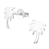 Sterling Silver Palm Tree Ear Stud Earrings