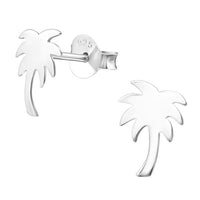 Sterling Silver Palm Tree Ear Stud Earrings