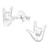 Sterling Silver I Love you Sign Ear Stud Earrings