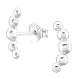 Sterling Silver 5 Ball Crescent Ear Stud Earrings
