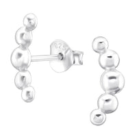 Sterling Silver 5 Ball Crescent Ear Stud Earrings