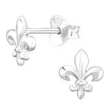 Sterling Silver Fleur De Lis Ear Stud Earrings