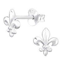 Sterling Silver Fleur De Lis Ear Stud Earrings