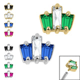 Steel Claw Set CZ 3 Jewelled Baguette Fan for Internal Thread shafts in 1.2mm