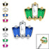 Steel Claw Set CZ 3 Jewelled Baguette Fan for Internal Thread shafts in 1.2mm