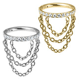 Titanium Side Jewelled Orbit Triple Loop Chain Hinged Clicker Ring