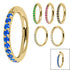Gold Plate Titanium (PVD) 1.2mm Pave Set Jewelled Edge Hinged Clicker Ring