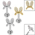 Titanium Internally Threaded Labrets 1.2mm - Titanium Claw Set Jewelled Bunny Ears