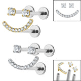 Titanium Internally Threaded Labrets 1.2mm - Titanium Jewelled Smiley Face Pack