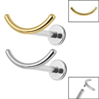 Titanium Internally Threaded Labrets 1.2mm - Titanium Smile Curved Bar