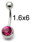 Steel Jewelled Belly Bar -  6mm