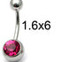 Steel Jewelled Belly Bar -  6mm