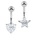Belly Bar - Steel Internal Thread Twinkle Heart and Twinkle Star