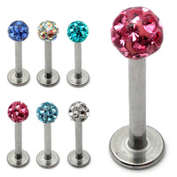 Smooth Glitzy Ball Labrets 1.6mm gauge 5mm ball