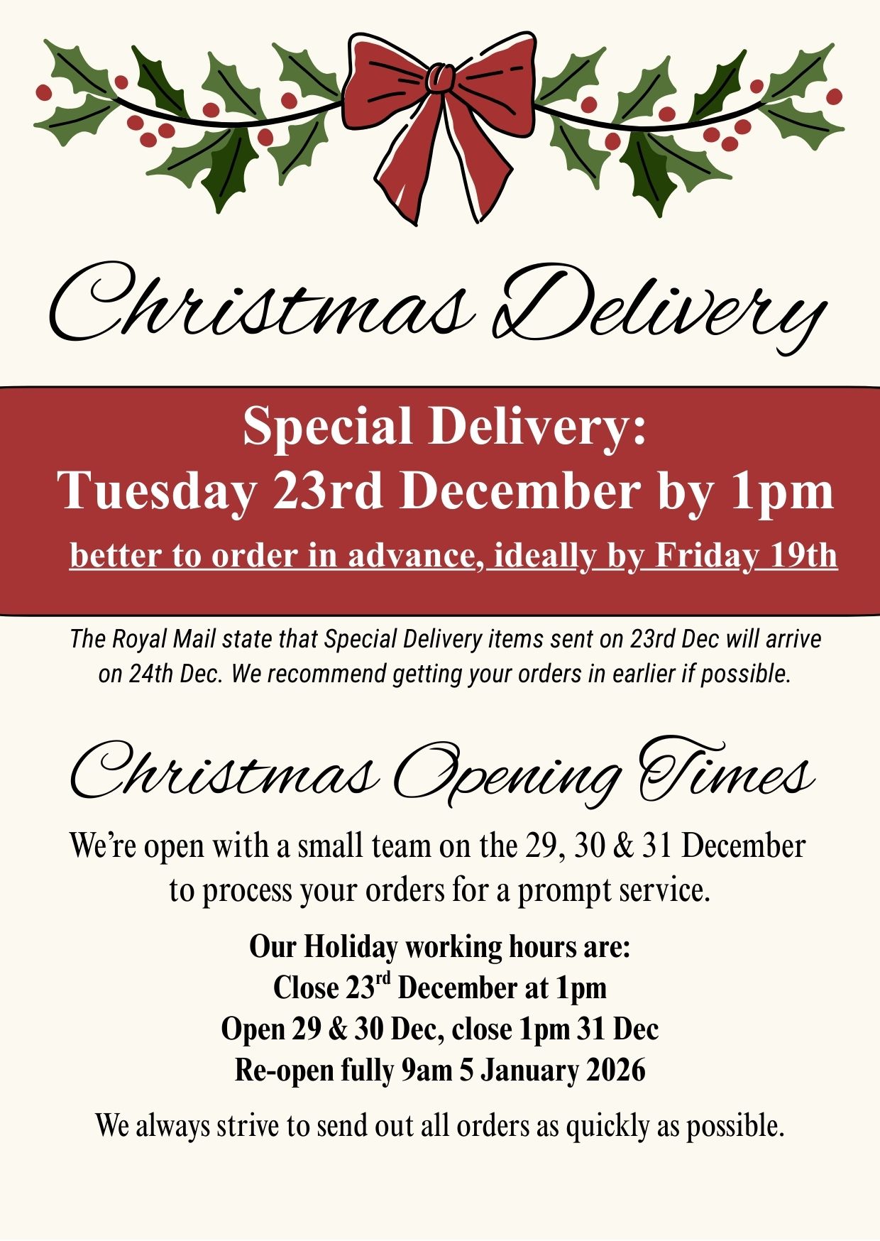 TDi Body Jewellery Christmas And New Year Opening Hours 2025